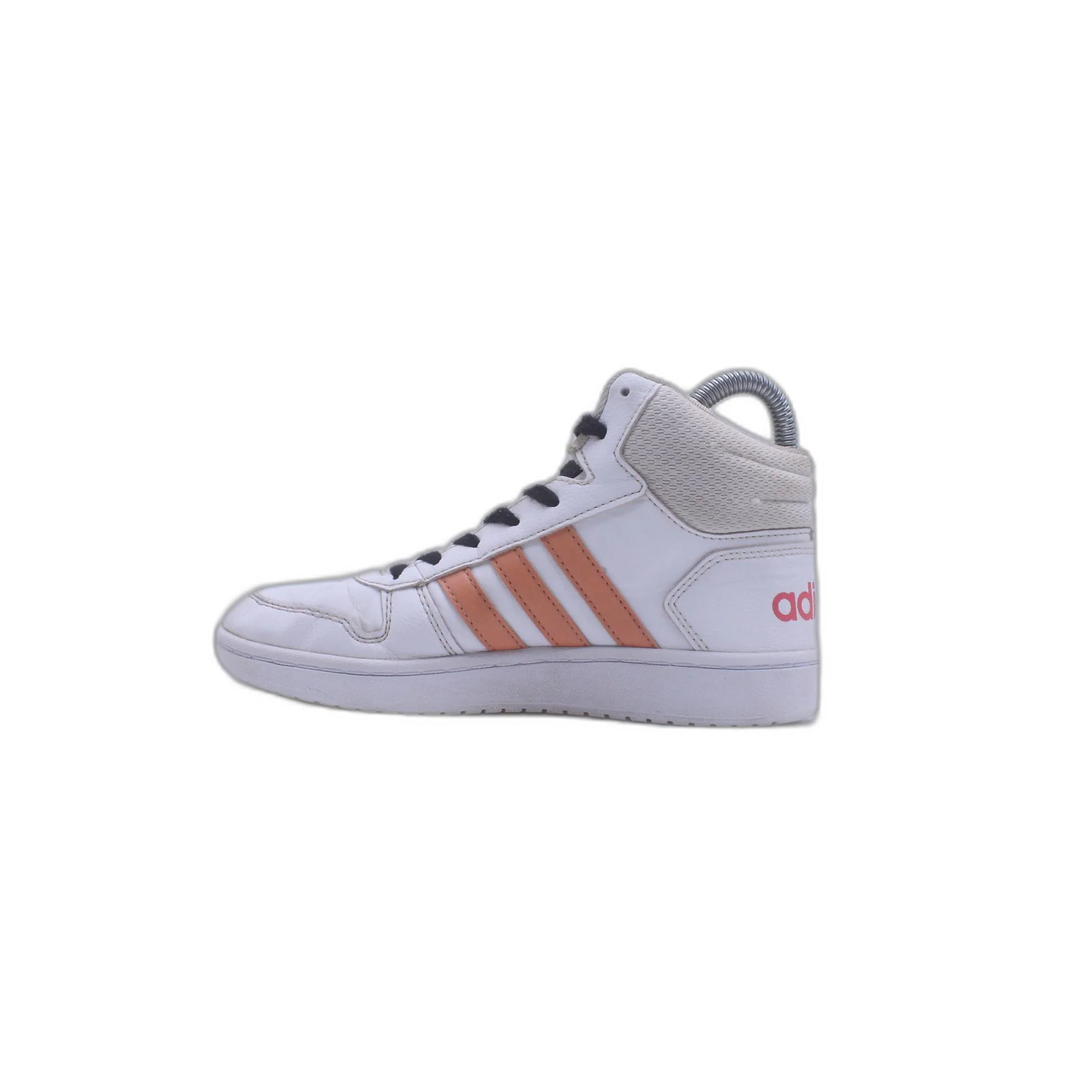 Adidas Hoops Mid 2.0 Girls EE6708 High Top White Coral Pink Shoes - Image 2