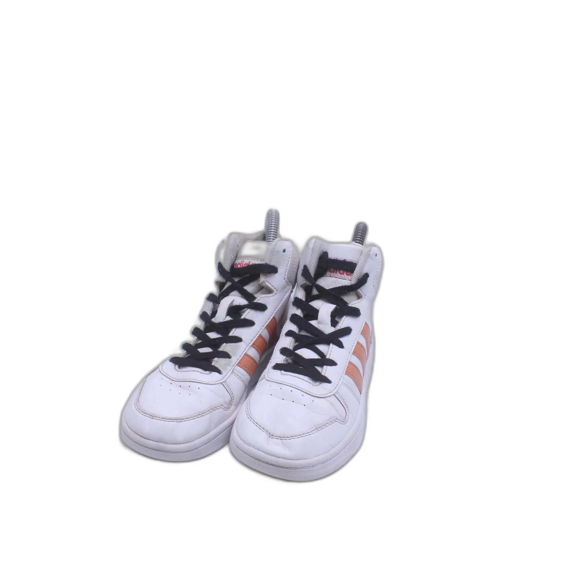 Adidas Hoops Mid 2.0 Girls EE6708 High Top White Coral Pink Shoes - Image 3