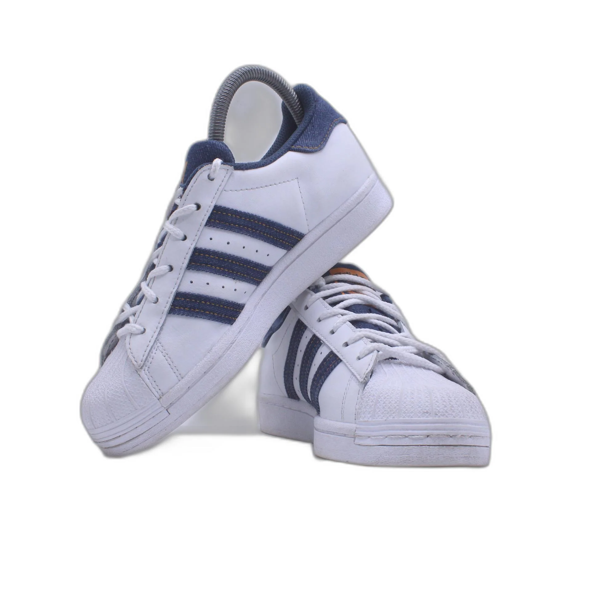 Adidas Superstar White Dark Blue Gold Felt Stripe H00189 - Image 3