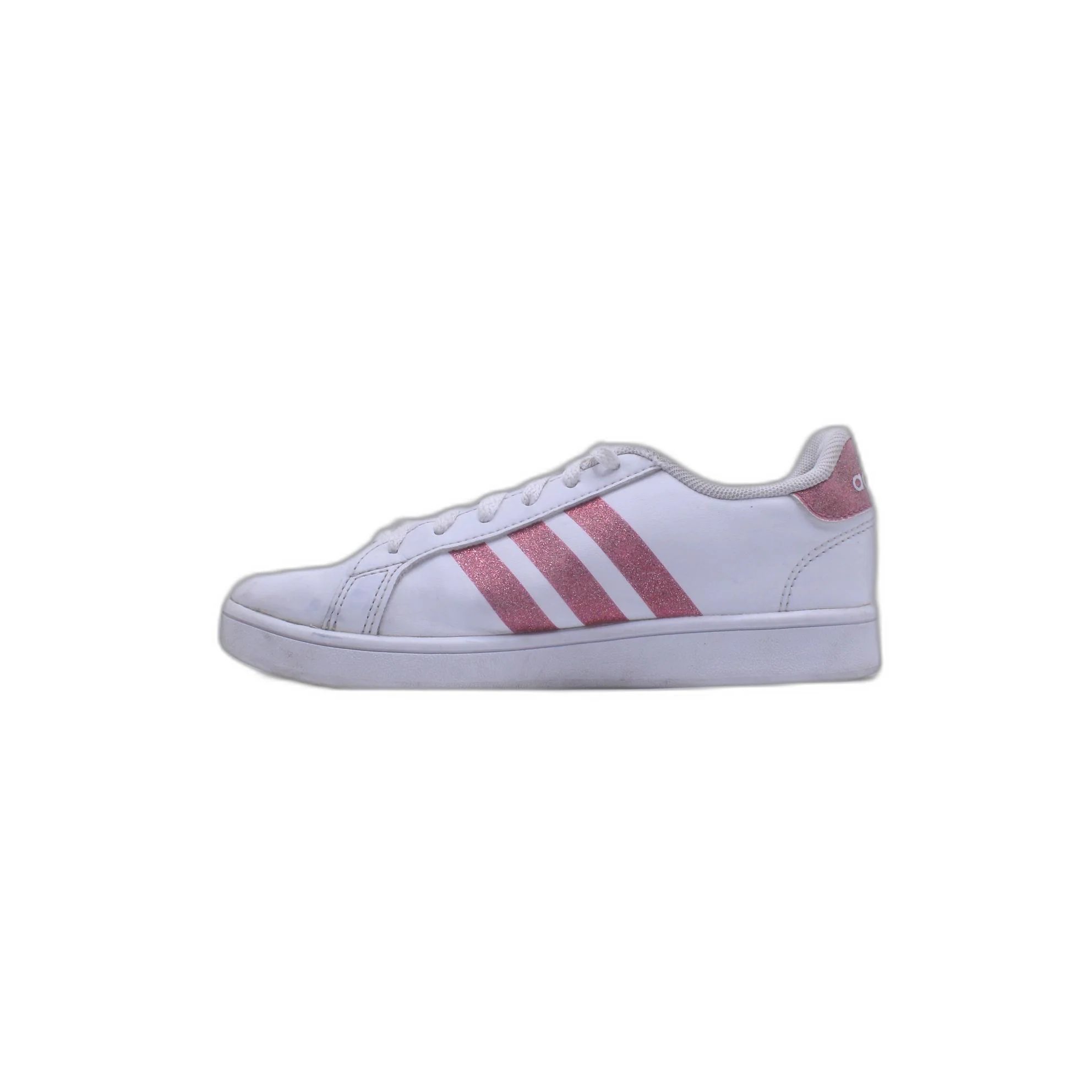 Adidas Womens White Rose Gold Cloudfoam Advantage Stripe Sneaker - Image 2