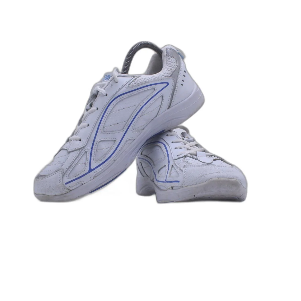 Curves for Women White Blue Faux Leather Gym Workout Shoe - Image 5