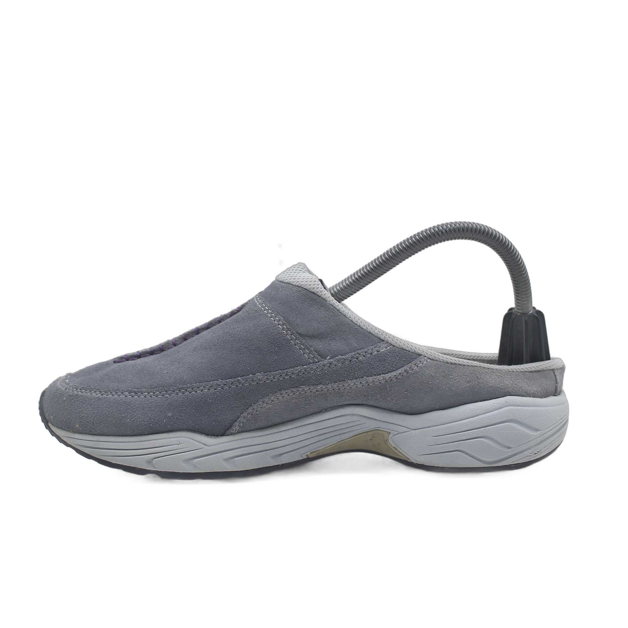 Easy Spirit Traveltime Gray Leather Fabric Mules Casual Women's Shoe - Image 2