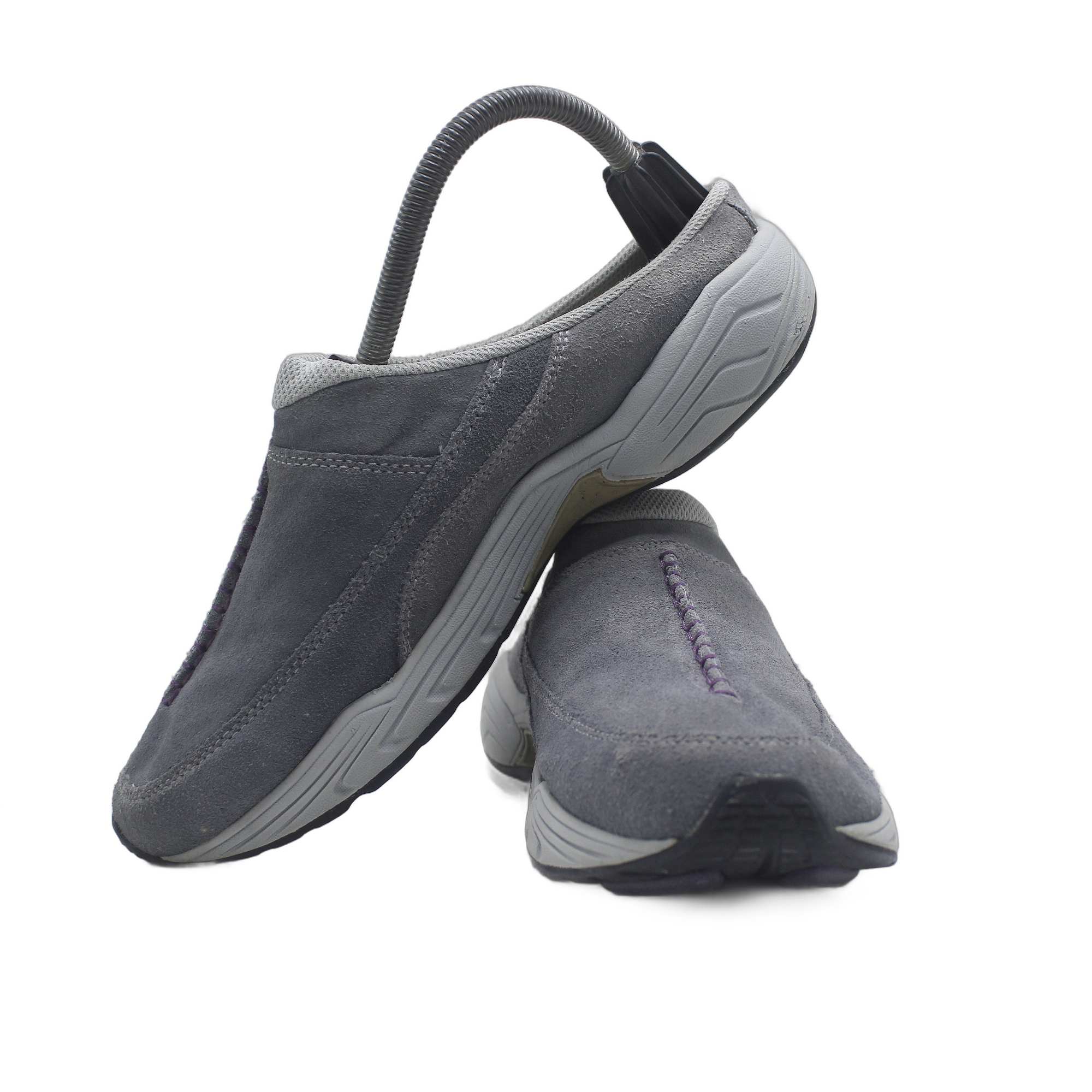 Easy Spirit Traveltime Gray Leather Fabric Mules Casual Women's Shoe - Image 5