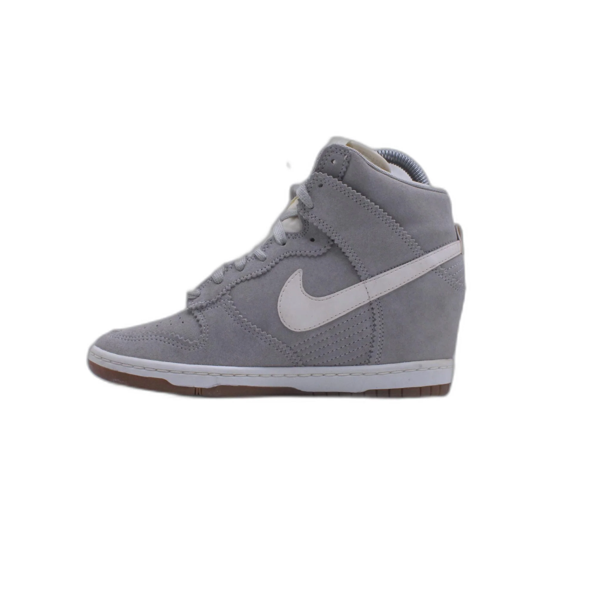 Nike Dunk Sky High 528899003 Womens Pale Gray/Sail Suede Wedge Shoe - Image 2