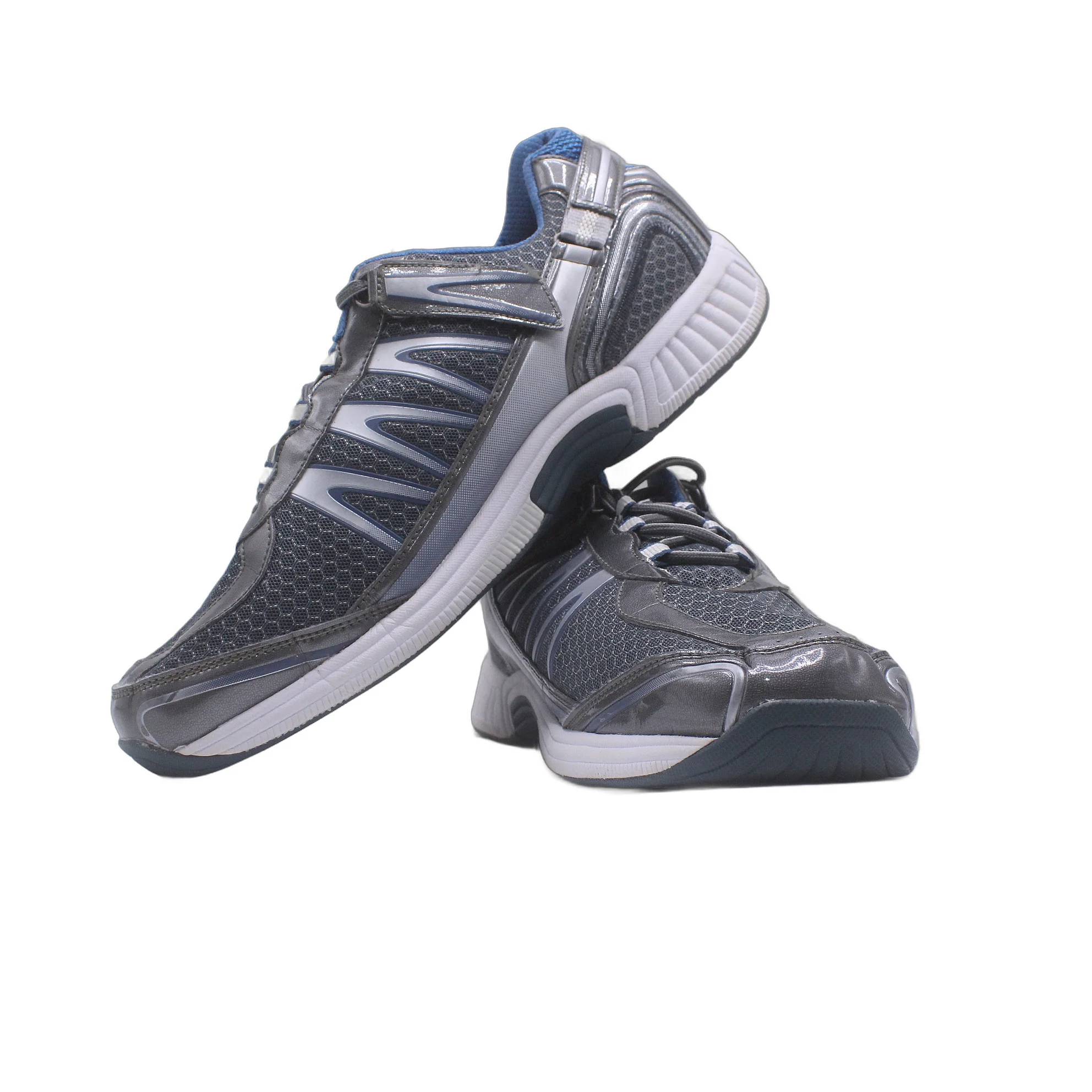 OrthoFeet Wide Gray Blue Walking Athletic Sneaker - Image 5