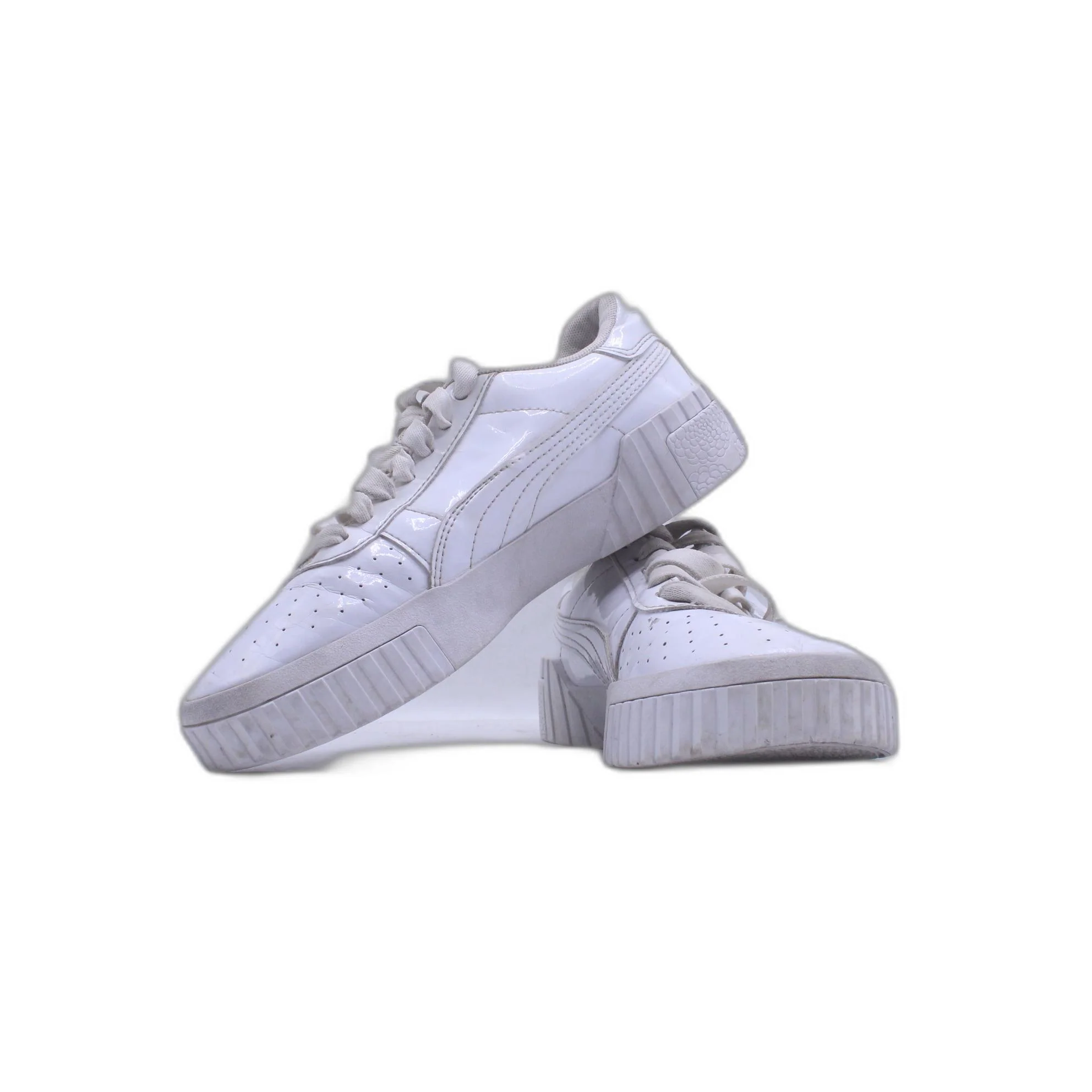 Puma White Leather Strap Lace Up Mens Trainer - Image 5