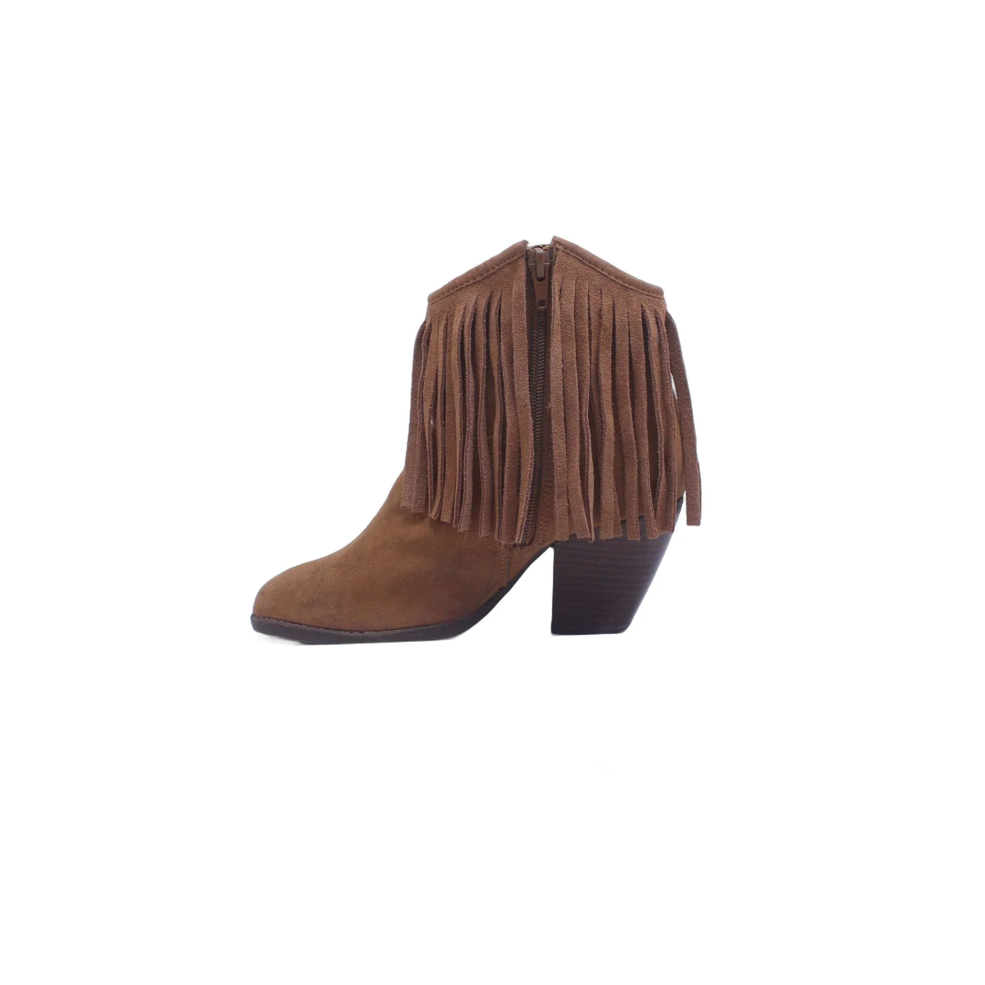 Qupid Womens Faux Suede Fringe Buckle Bootie - Image 3