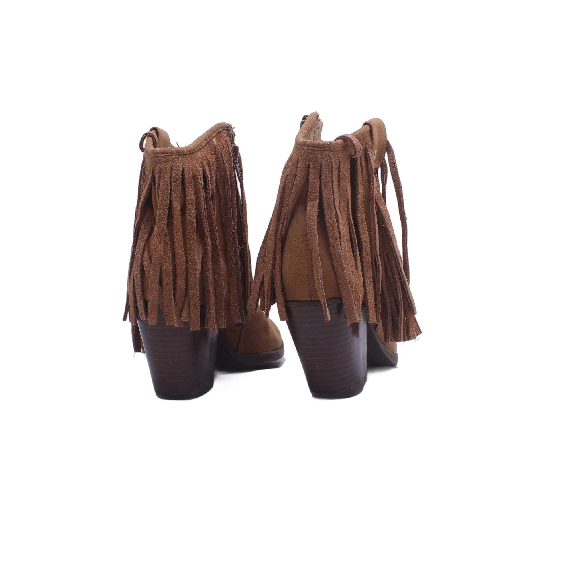 Qupid Womens Faux Suede Fringe Buckle Bootie - Image 5