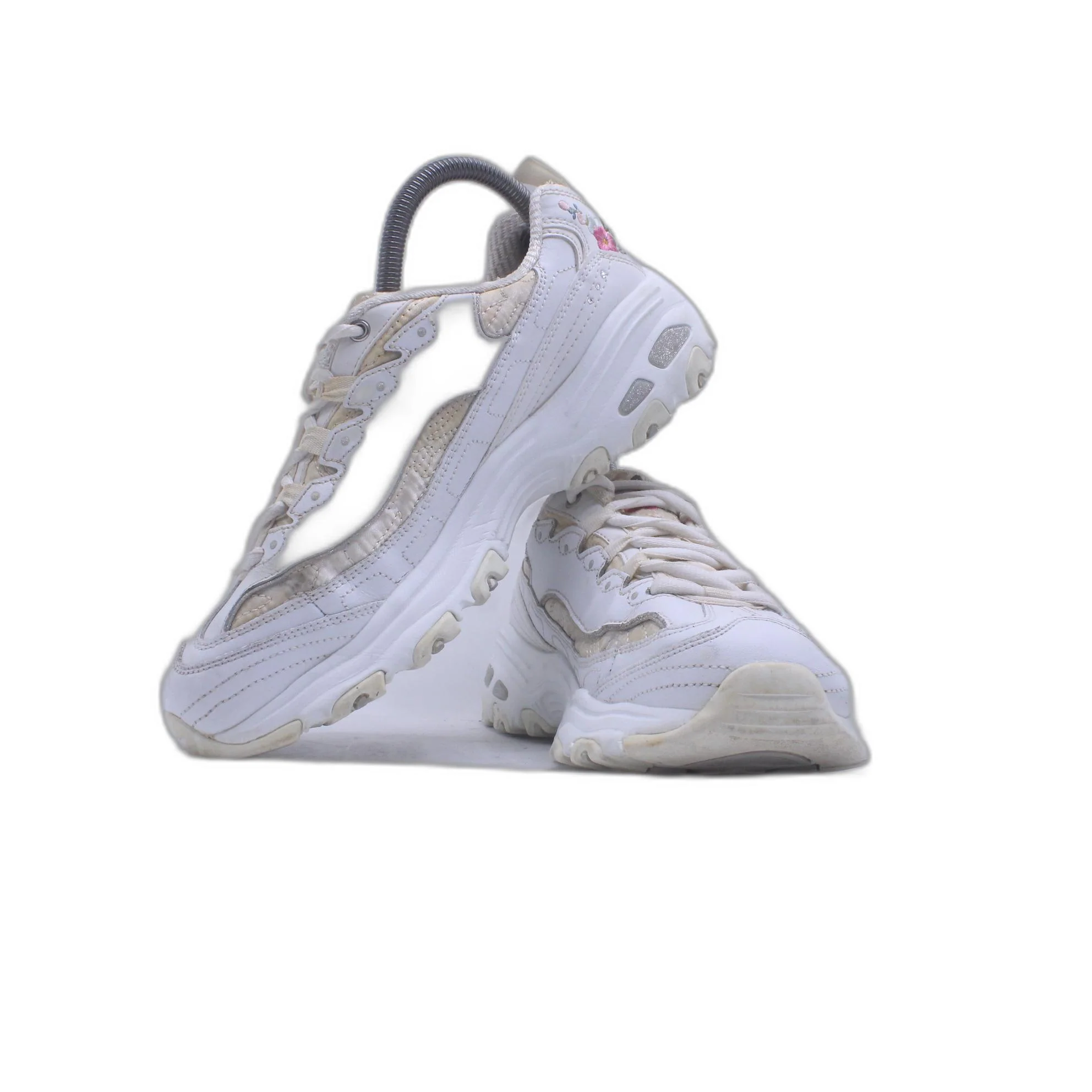 Skechers Wide Fit Air Cooled Memory Foam Embroidered White Pink Rose Shoes - Image 4
