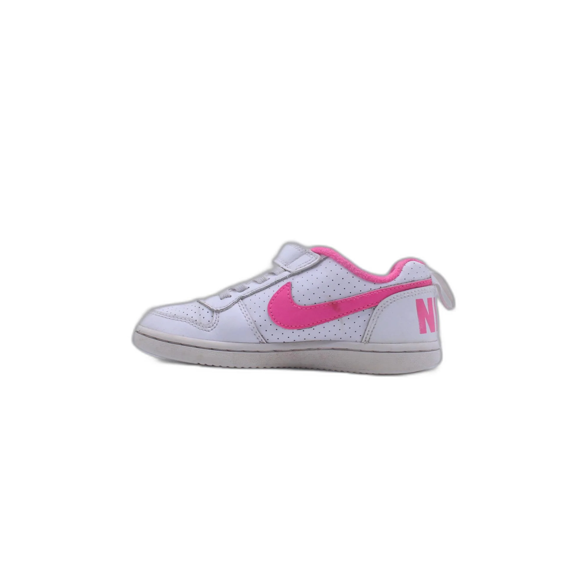 WHITE NIKE COURT BOROUGH LOW TRAINERS PINK FLASH KIDS - Image 2